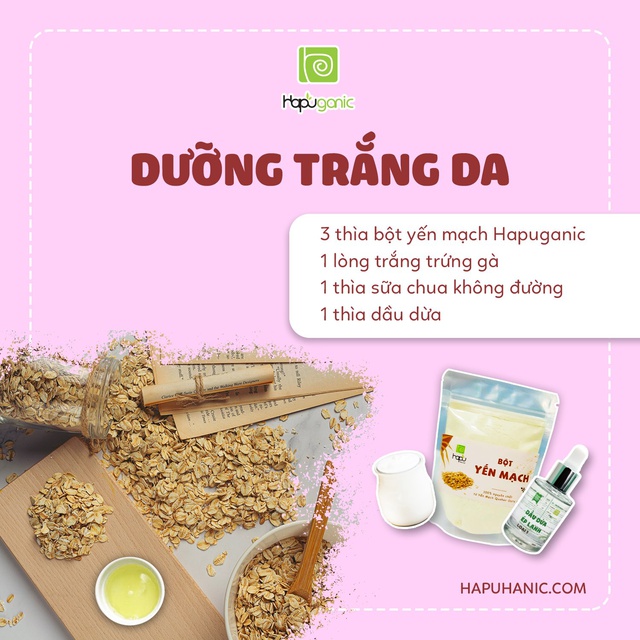 Bột Yến Mạch Nguyên Chất Hapu Organic trắng da