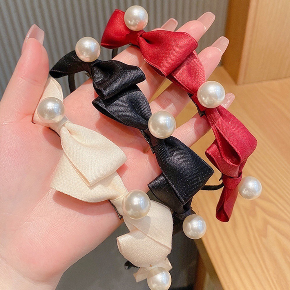 Cài tóc hình nơ nhiều màu tự chọn đính ngọc trai phong cách Hàn Quốc thời trang cho nữ