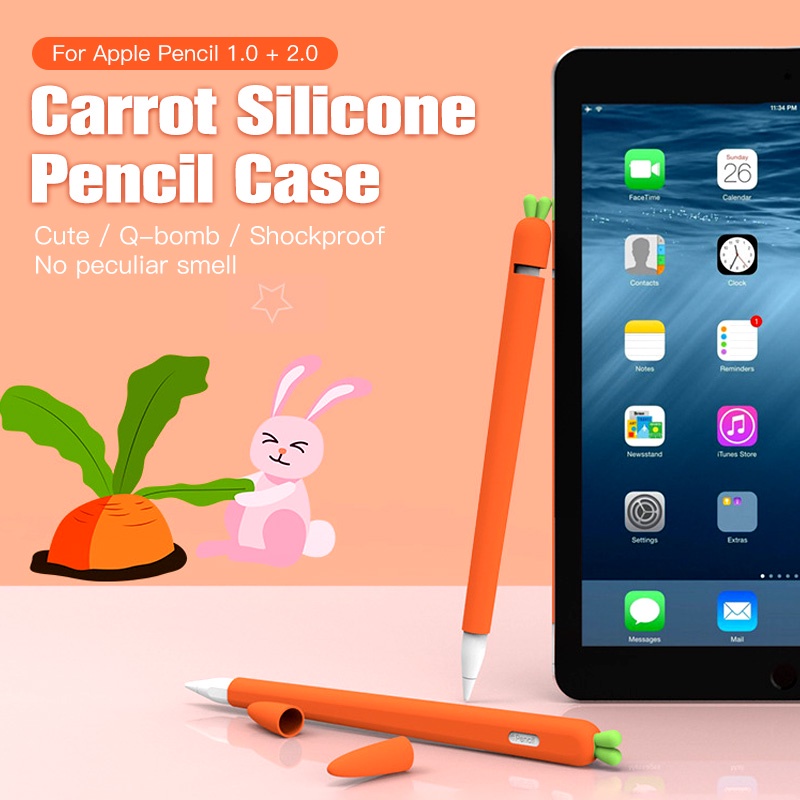 Vỏ Bảo Vệ Bằng Silicon Hình Củ Cà Rốt Thích Hợp Cho Apple Pencil 1 2