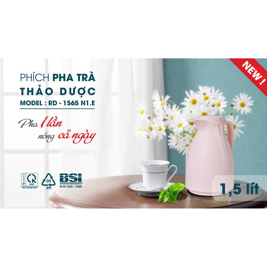 Phích pha trà  Rạng Đông 1.5 lít RD 1565 N1.E,0.9 lít RD 0940 N1.E
