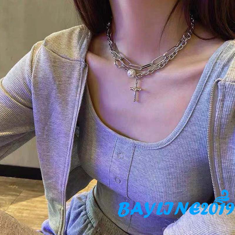 Dây chuyền hợp kim mặt hình thánh giá đính đá sành điệu cho nữ