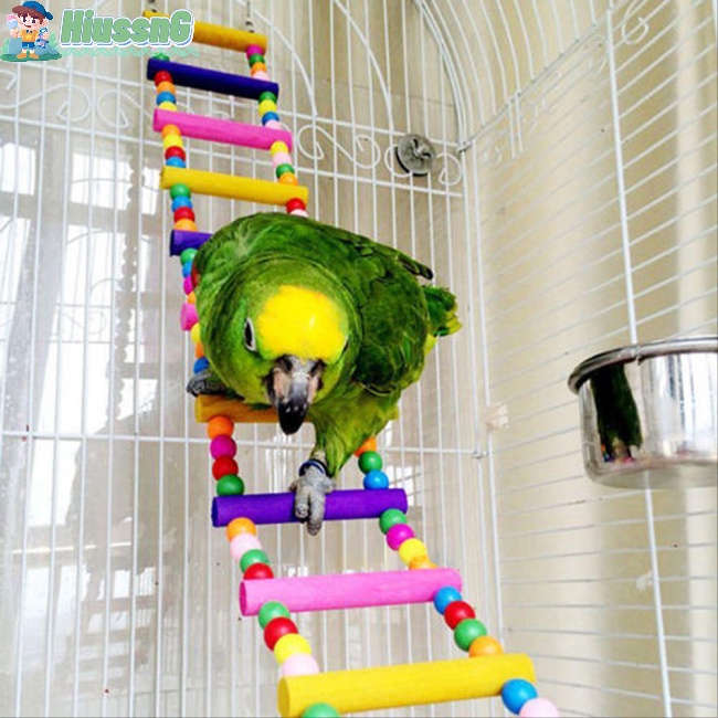 Thang Dây Đồ Chơi Bằng Gỗ Nhiều Màu Sắc Dành Cho Vẹt