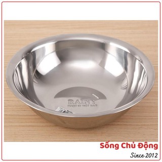 Thau inox tròn Rainy rửa mặt, chậu rửa spa dày, sáng bóng