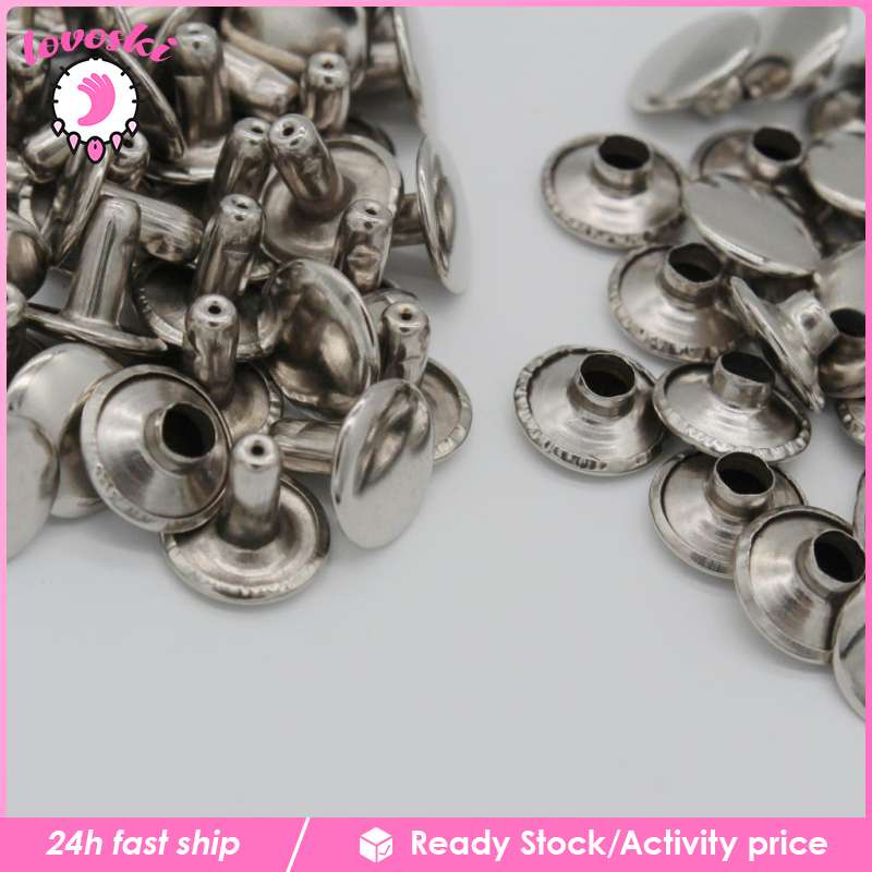 Set 50 Đinh Tán Kim Loại 12mm Màu Bạc / Bạc Làm Đồ Da Thủ Công DIY