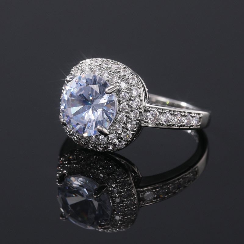 Nhẫn Cưới Hình Vuông Đính Đá Zircon Toàn Diện Dành Cho Bạn Nữ