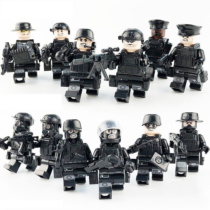 [BỘ 12 nhân vật] Lego cảnh sát police đặc nhiệm SWAT mô hình lắp giáp cho bé đồ chơi lắp ráp full phụ kiện