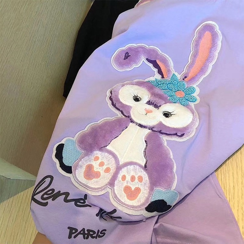 Áo Thun Ngắn Tay Dáng Rộng Thêu Họa Tiết Thỏ/Ngôi Sao Dễ Thương Thời Trang Mùa Hè Cho Bé Gái
