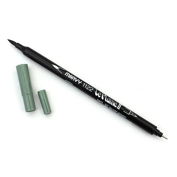 Bút lông đầu cọ viết calligraphy Marvy Le Plume II Double-Sided Watercolor Marker - Màu xanh lá (Laurel Green - 32)