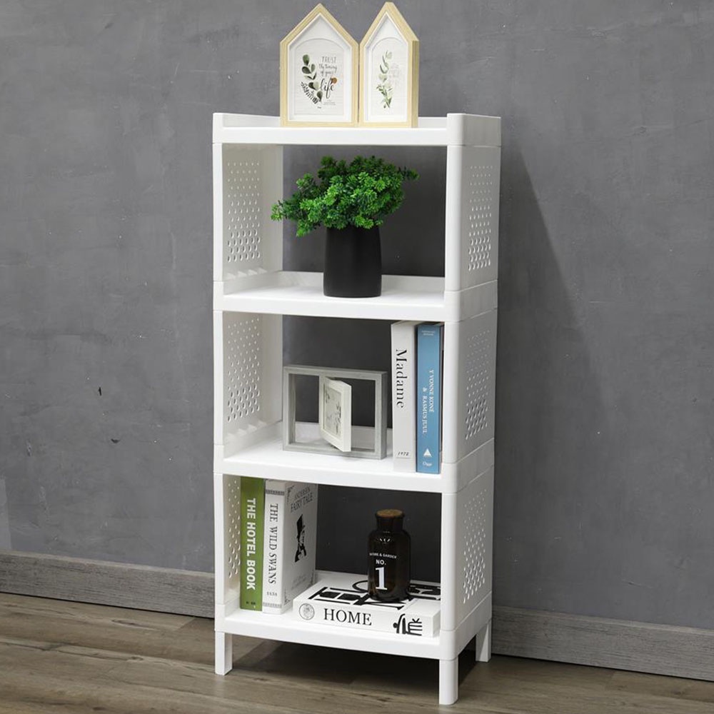 HomeBase STACKO Giá đựng đồ 4 ngăn bằng nhựa Thái Lan MONO 48X30X107cm màu trắng