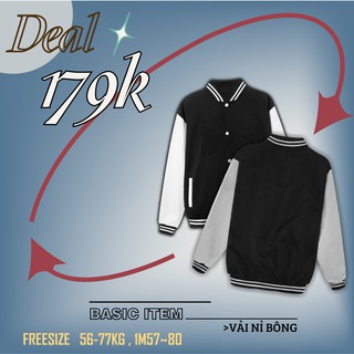 Áo khoác trơn Bomber basic Jacket phối tay trắng Nỉ Bông cao cấp essentials varsity question mark " local brand "