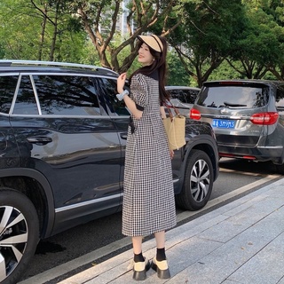 SALE Đầm caro cổ sen