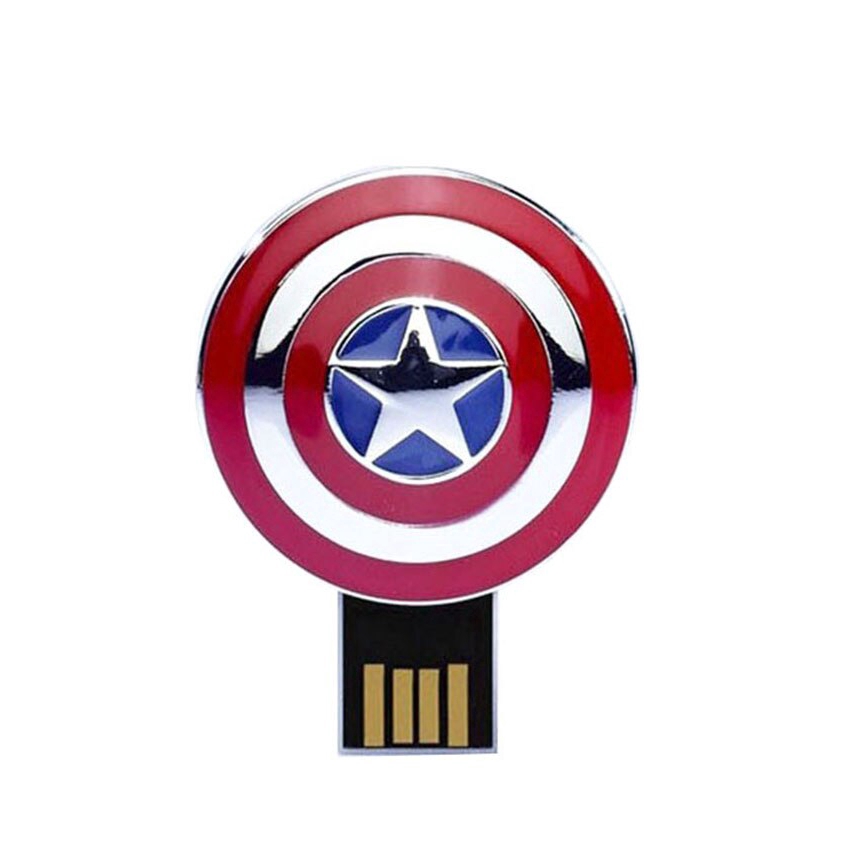 ổ đĩa flash USB Captain America Shield Iron Man Head Bộ nhớ tay màu xanh lá cây 4GB 16GB 32GB 32G Ổ đĩa ngón tay cái