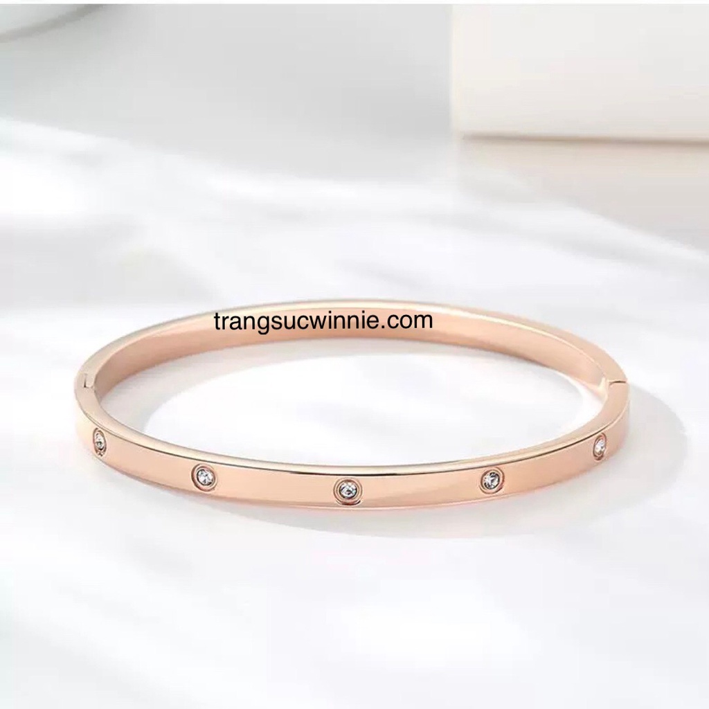 Vòng tay nữ titan love mảnh vàng hồng