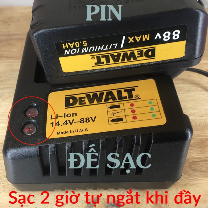 SIẾT BULONG, SIẾT ỐC, VẶN ỐC MẠNH MẼ DÙNG PIN DEWALT 88V - PIN CHUẨN 10 CELL - TẶNG 5 ĐẦU KHẨU + 1 ĐẦU CHUYỂN VÍT