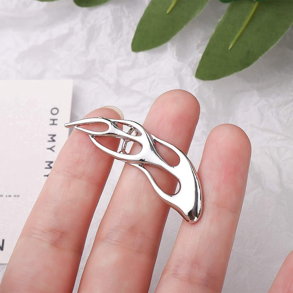FORBETTER Khuyên Kẹp Vành Tai Hình Ngọn Lửa Phong Cách Gothic Unisex|Bông Tai Kim Loại Thời Trang Cá Tính