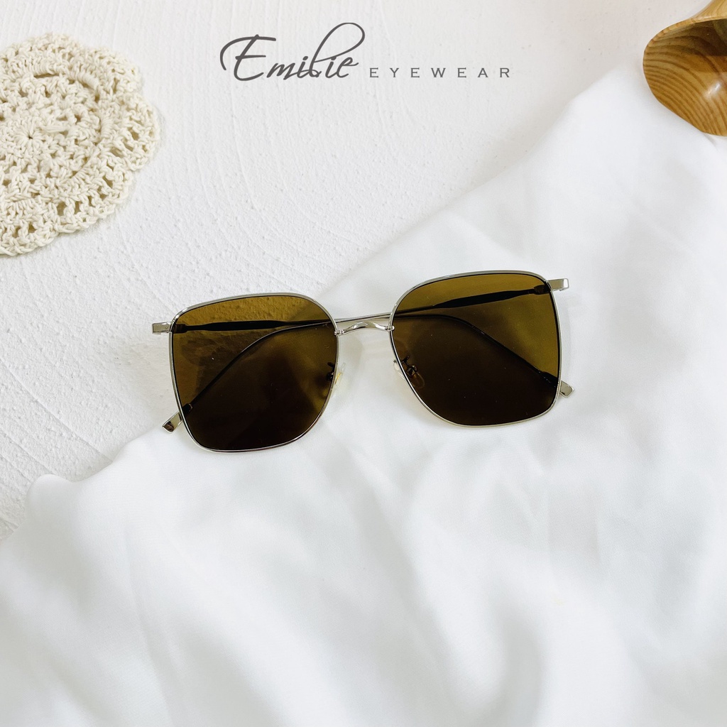 Gọng kính mát kim loại vuông to sang chảnh 3 màu mắt chống UV400 Emilie eyewear phụ kiện thời trang 001