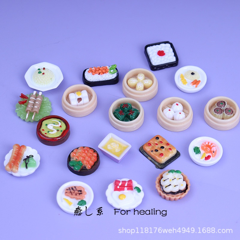 Đồ ăn mini cho búp bê barbie mẫu charm xinh xắn trang trí nhà búp bê dán Jibbitz, vỏ ốp điện thoại kẹp tóc ANDATOY AD965