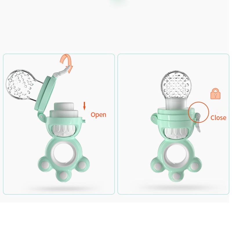 Núm nhai hoa quả, túi tập nhai ăn dặm Misuta chất liệu Silicon an toàn chống hóc cho bé đầy đủ 3 size từ 4 - 15 tháng