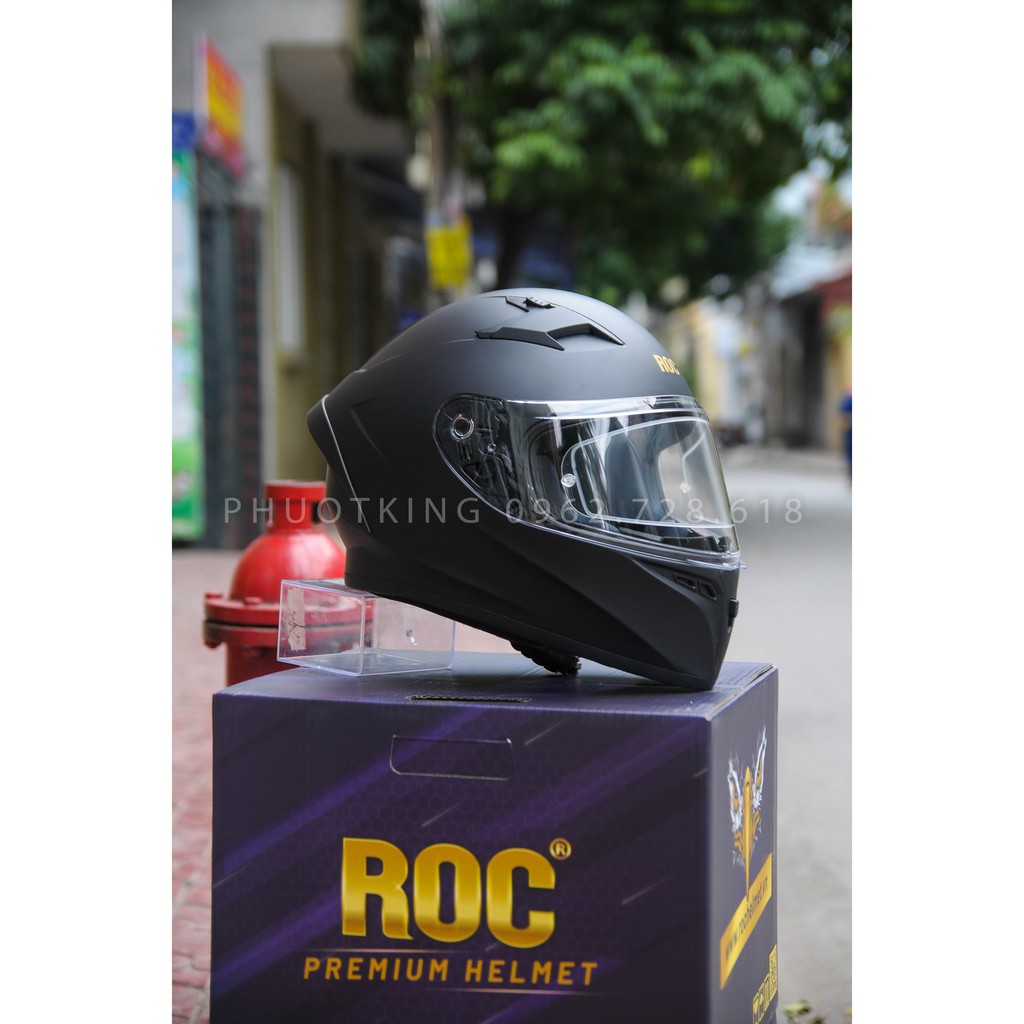 Mũ bảo hiểm fullface ROC R01 đen nhám ( tặng kèm sẵn Pinlock và túi đựng nón )