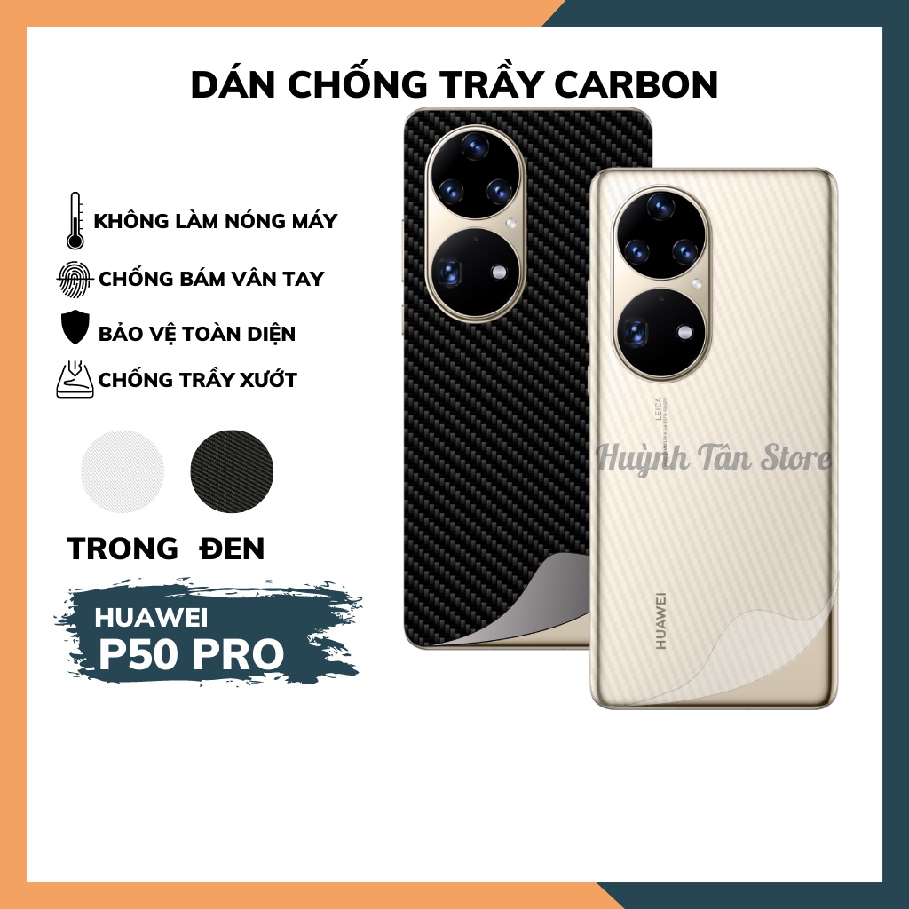 Miếng dán decal carbon mặt sau Huawei P50 Pro 5G chống trầy mặt lưng,chống bám vân tay