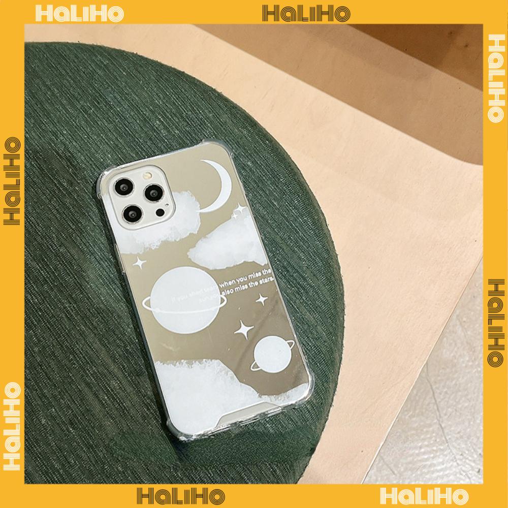 iPhone Case Acrylic Reflective Mirror Airbag Shockproof Protection Camera Moon Planet Compatible with iPhone 11 iPhone 13 Pro Max iPhone 12 Pro Max iPhone 7 Plus iPhone xr