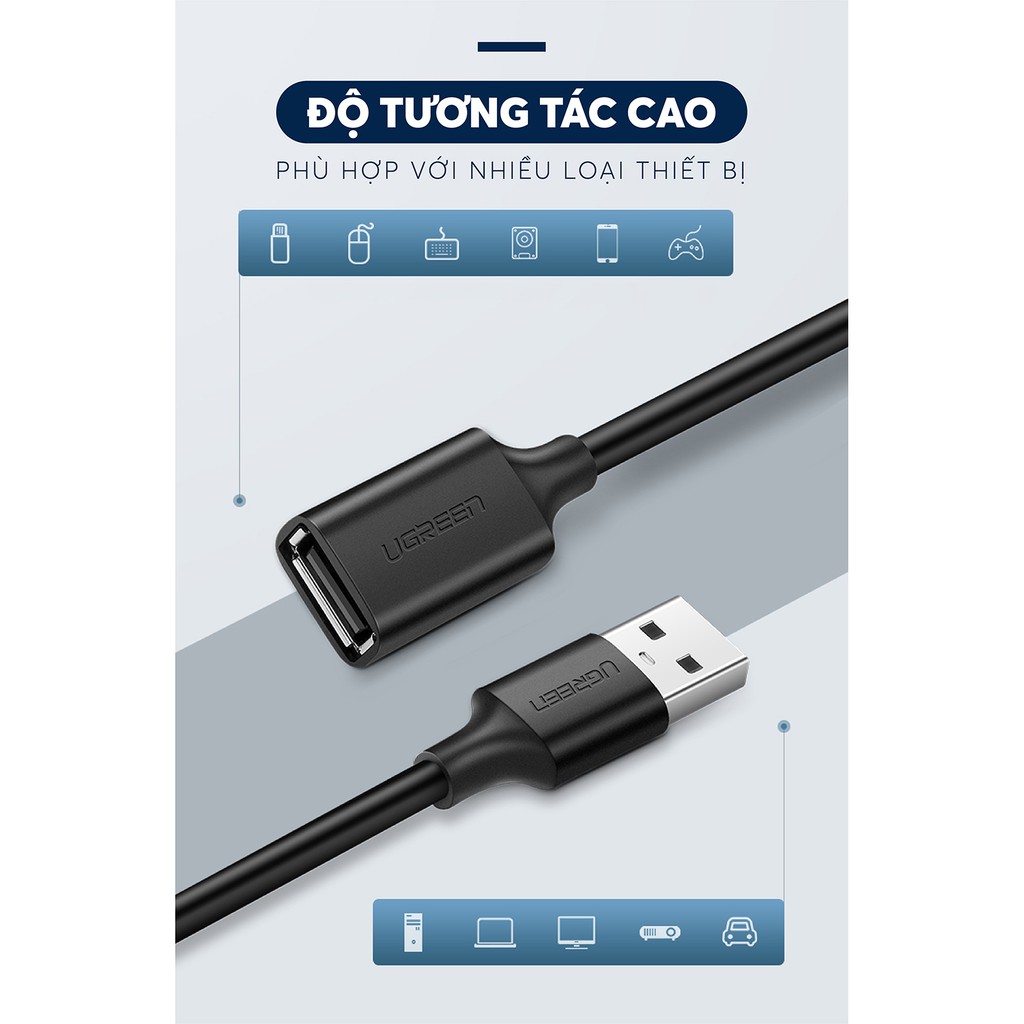 Dây USB 2.0 nối dài UGREEN dùng cho PC, Laptop, Macbook - UGREEN US103 - Hàng phân phối chính hãng - Bảo hành 18 tháng | WebRaoVat - webraovat.net.vn