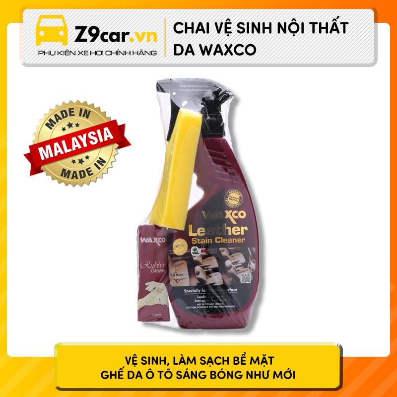 Chai vệ sinh nội thất da Waxco - Made in Malaysia - Làm sạch bóng bề mặt da ghế ô tô