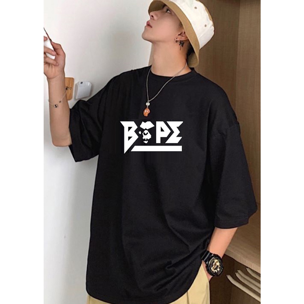 Áo thun nam tay lỡ, Áo phông nam BAPE tay lỡ cổ tròn Basic cơ bản có size FEENY STORE