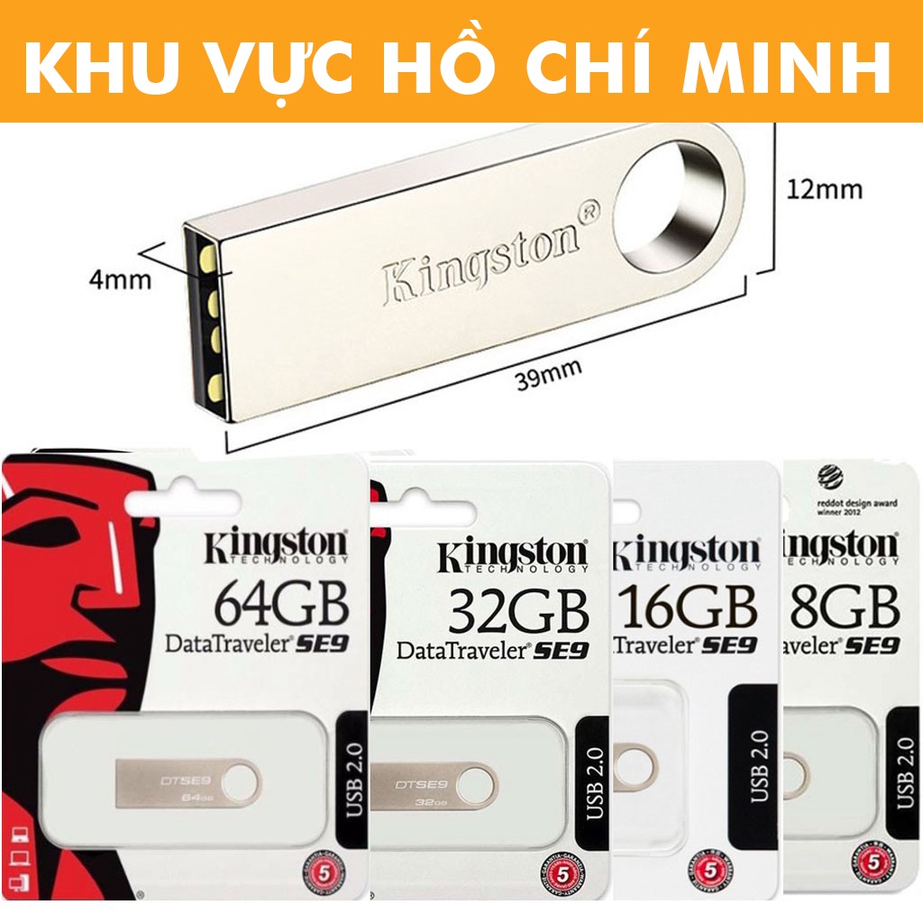 USB Kingston SE9 64Gb 32Gb 16Gb 8Gb 4Gb 2Gb USB 2.0 chống nước treo móc khóa - Gia dụng Chấn Thiên