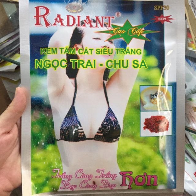 RADIANT KEM TẮM CÁT SIÊU TRẮNG NGỌC TRAI_ CHU SA