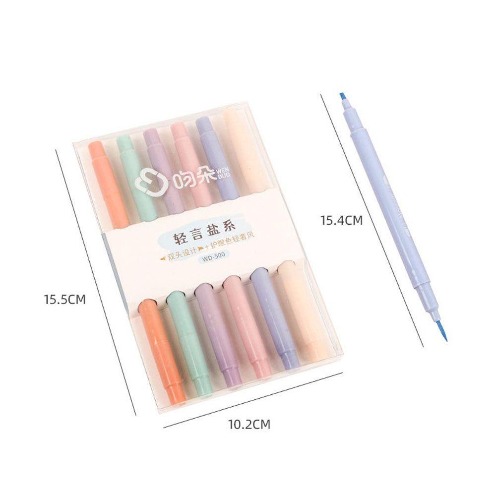 ELEGANT Bộ 6 Bút Đánh Dấu Hai Đầu Dùng Trong Trường Học / Văn Phòng
