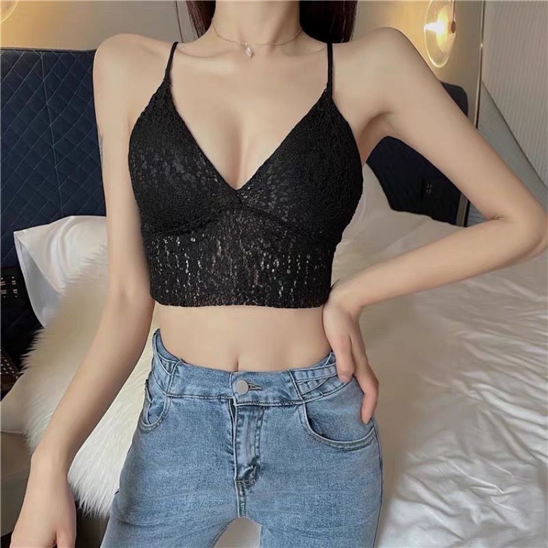 Áo Bra Ren Hoa Nhí 2 Dây Lưng Chun Trắng Đen Siêu Xinh Áo Croptop Thời Trang Mainia Shop