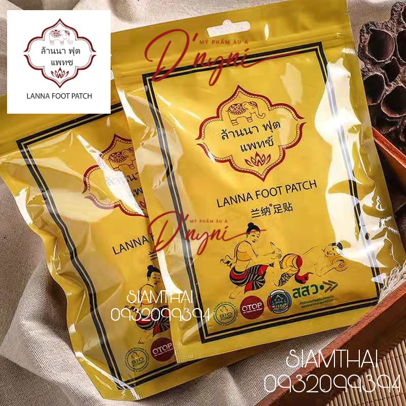 Dán Thải Độc Chân Detox Lanna Foot Patch Ngải Cứu Dấm Gừng Thái Lan MẪU MỚI
