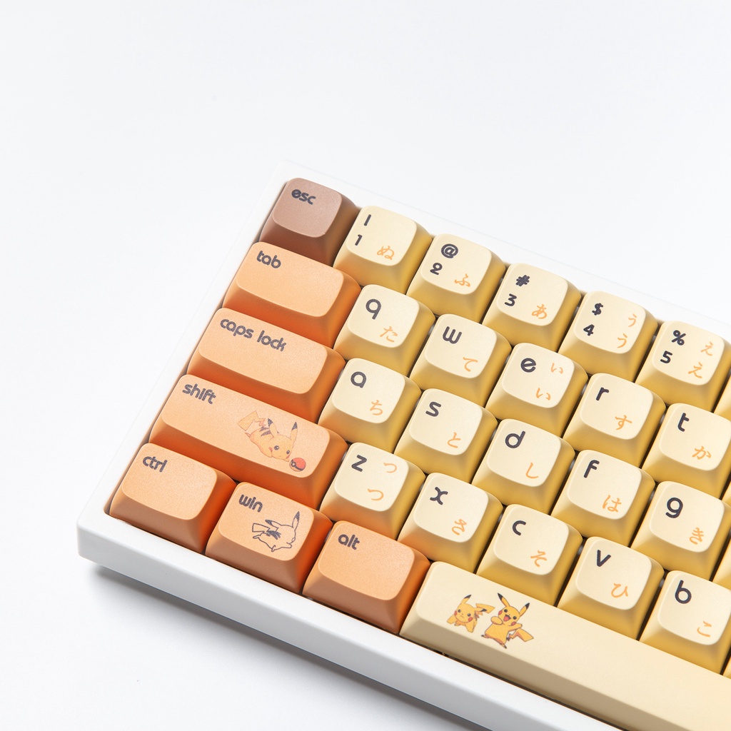 Keycap PIKACHU Cho Bàn Phím Cơ XDA Profile Chất Liệu Thick PBT In Dyesub 139 Phím | Geabros