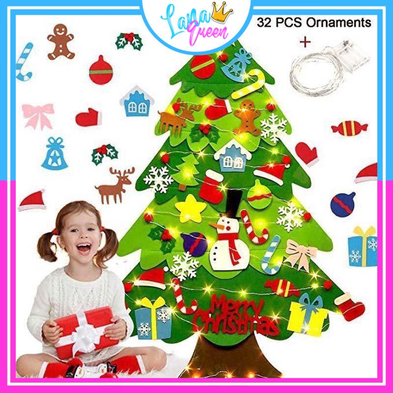 Cây thông Noel vải nỉ vải dạ dán tường tự làm trang trí dịp Giáng Sinh cho bé  - LANA QUEEN