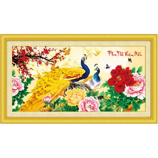 Tranh thêu chữ thập 3d Phu thê viên mãn AL.53420 ( 84x47 có kết phụ kiện nổi ) chưa thêu