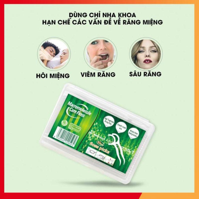 Tăm chỉ nha khoa hộp 50 cái, chăm sóc răng miệng chuyên dụng
