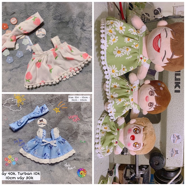 Váy 2 dây doll 15cm 20cm , Idv doll.