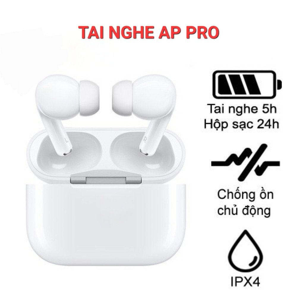 Tai Nghe Bluetooth AP Pro , Định Vị, Đổi Tên, Sạc Không Dây, Dùng Cho Tất cả Điện Thoại có Buletooth