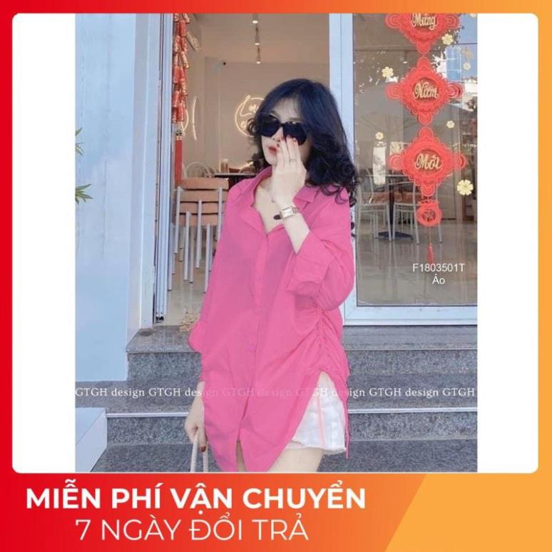 [ 𝐅𝐑𝐄𝐄 𝐒𝐇𝐈𝐏 ] SET ÁO SƠ MI HỒNG TAY DÀI RÚT HÔNG MIX SOOC TRẮNG