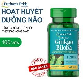 [Puritan's Pride] Viên uống tuần hoàn não ,bổ não Ginkgo Biloba 120 mg- 100 viên (nhập khẩu từ Mỹ)