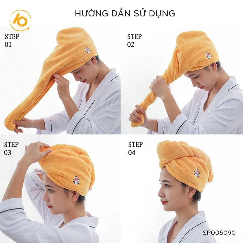 Khăn ủ tóc cotton mềm siêu thấm hút, khô tóc nhanh, quấn ủ hấp tóc SHOP10K - SP005090