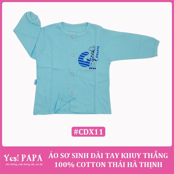 Áo sơ sinh dài tay khuy thẳng 100% cotton Thái Hà Thịnh