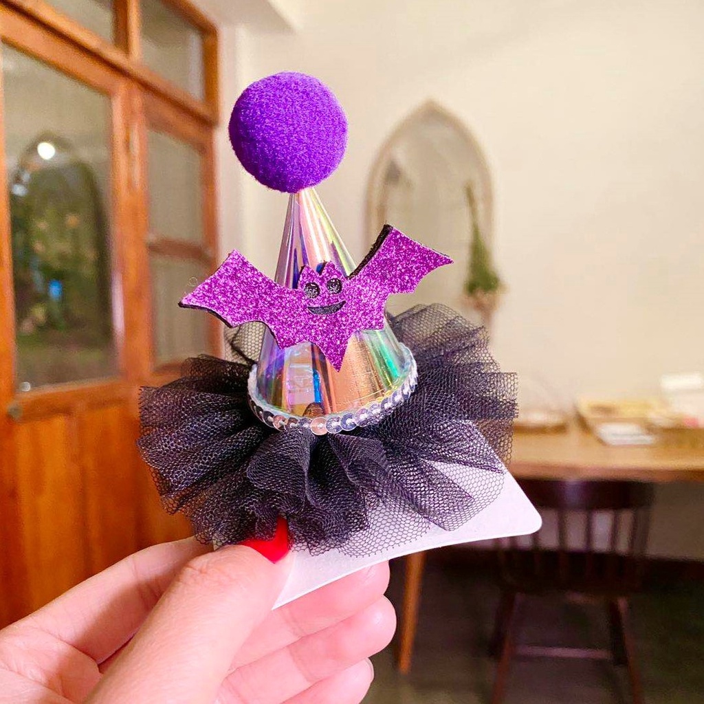 Kẹp Tóc Hình Nón Halloween Có Đèn Led Phát Sáng Dành Cho Trẻ Em