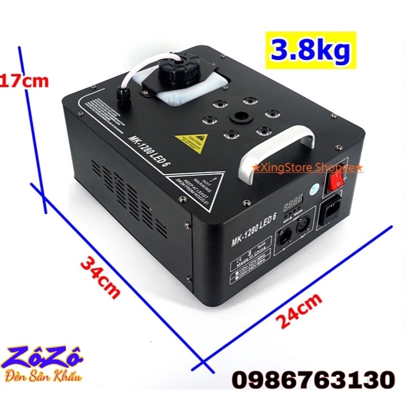 Máy khói 1280 dmx,máy khói đứng 1280 có 6 led
