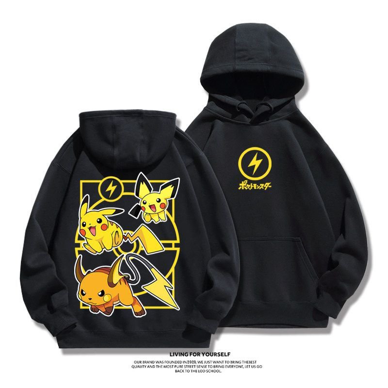 Hot！Pokémon Sweatshirts Joint Pikachu Super Dream Gengar Charmander Squirtle Loose Fleece Lining Hooded Couple Matching Special