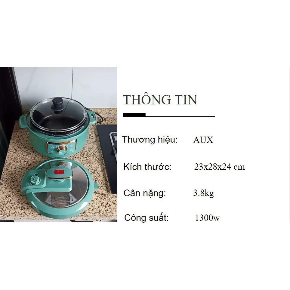 FREE SHIP Nồi Áp Suất Đa Chức Năng Dung Tích 3.5L Công Suất Lớn 1300W, Nấu Lẩu, Hầm Cháo Chiên Sào Tiện Lợi