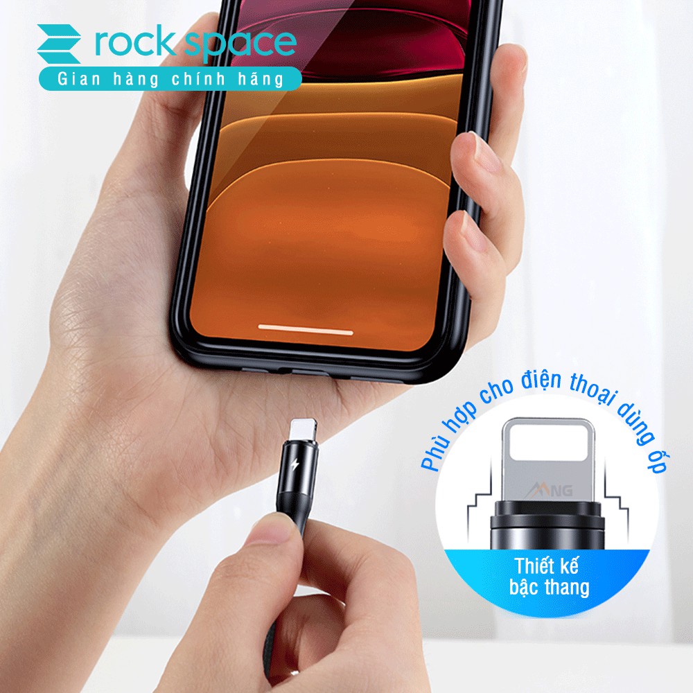 Cáp sạc Rockspace G15 dây dù 3 cổng Lightning / Micro USB/ chuẩn C sạc 3 thiết bị cùng lúc,sạc nhanh, hàng chính hãng