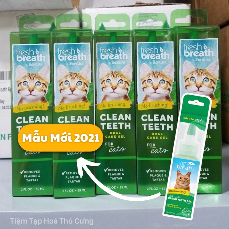 Gel vệ sinh răng miệng cho mèo Tropiclean trị hôi miệng và đánh bay mảng bám 118ml - xuất xứ Mỹ