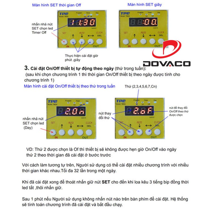 Bộ hẹn giờ tắt/ mở thiết bị điện TM3A - V2